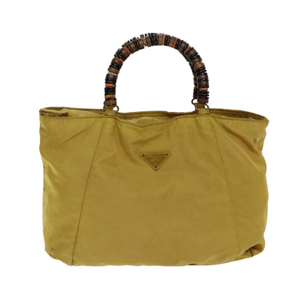 PRADA Hand Bag Nylon Yellow Auth 81824