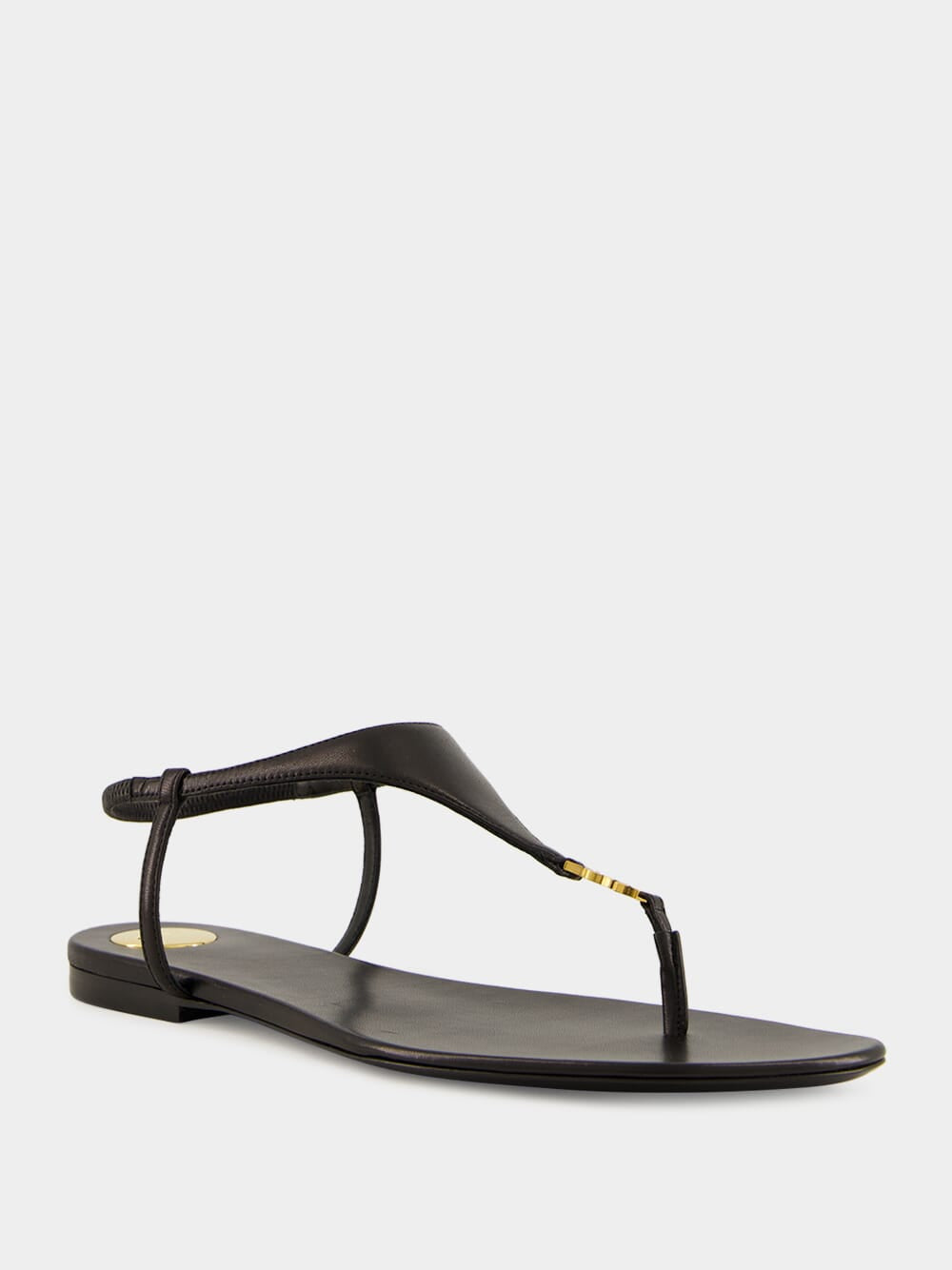 Cassandra Sandals in Black Smooth Leather
