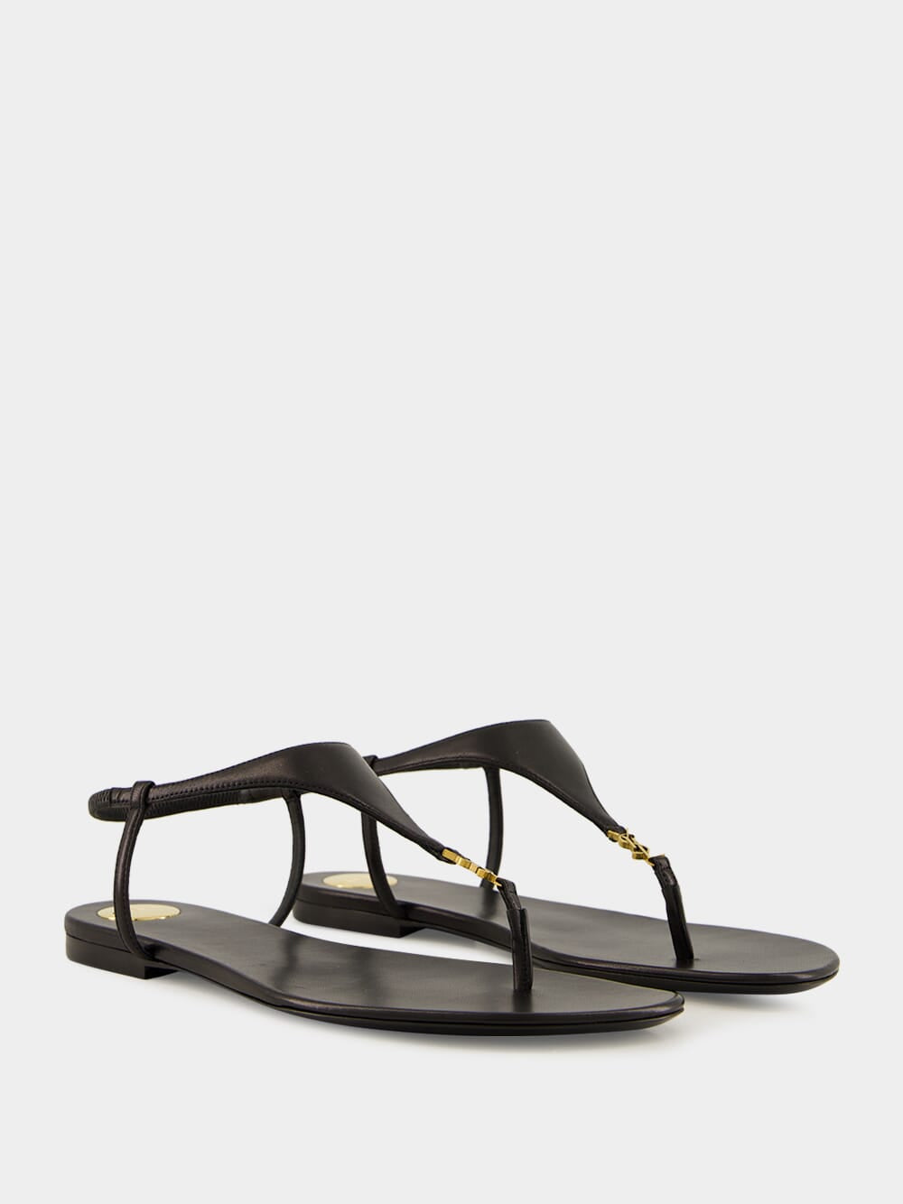 Cassandra Sandals in Black Smooth Leather