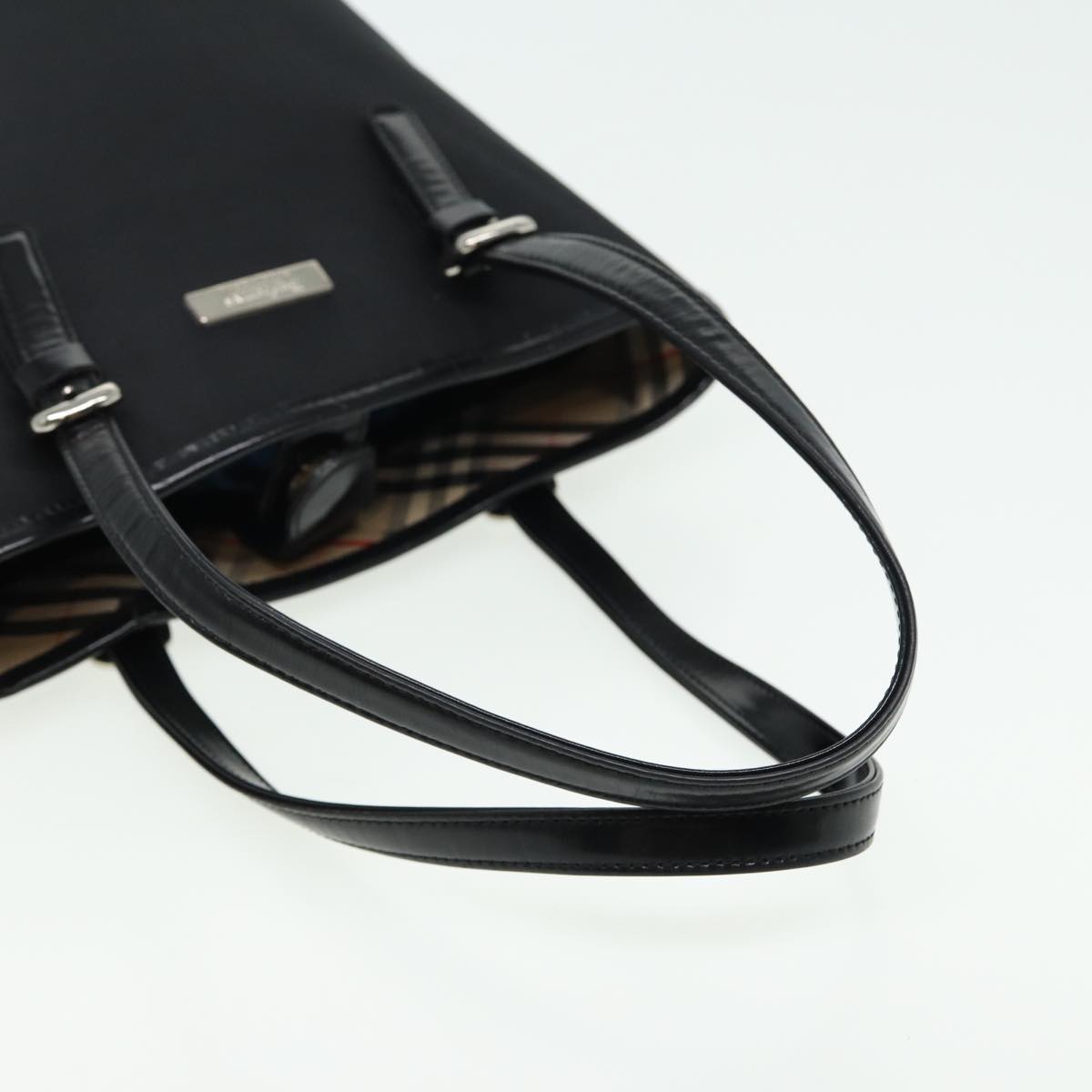BURBERRYSs Blue Label Hand Bag Nylon Black Auth 81857