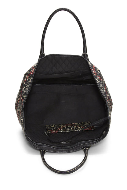 Chanel,  Black Coated Canvas Optic Coco Tote, Black