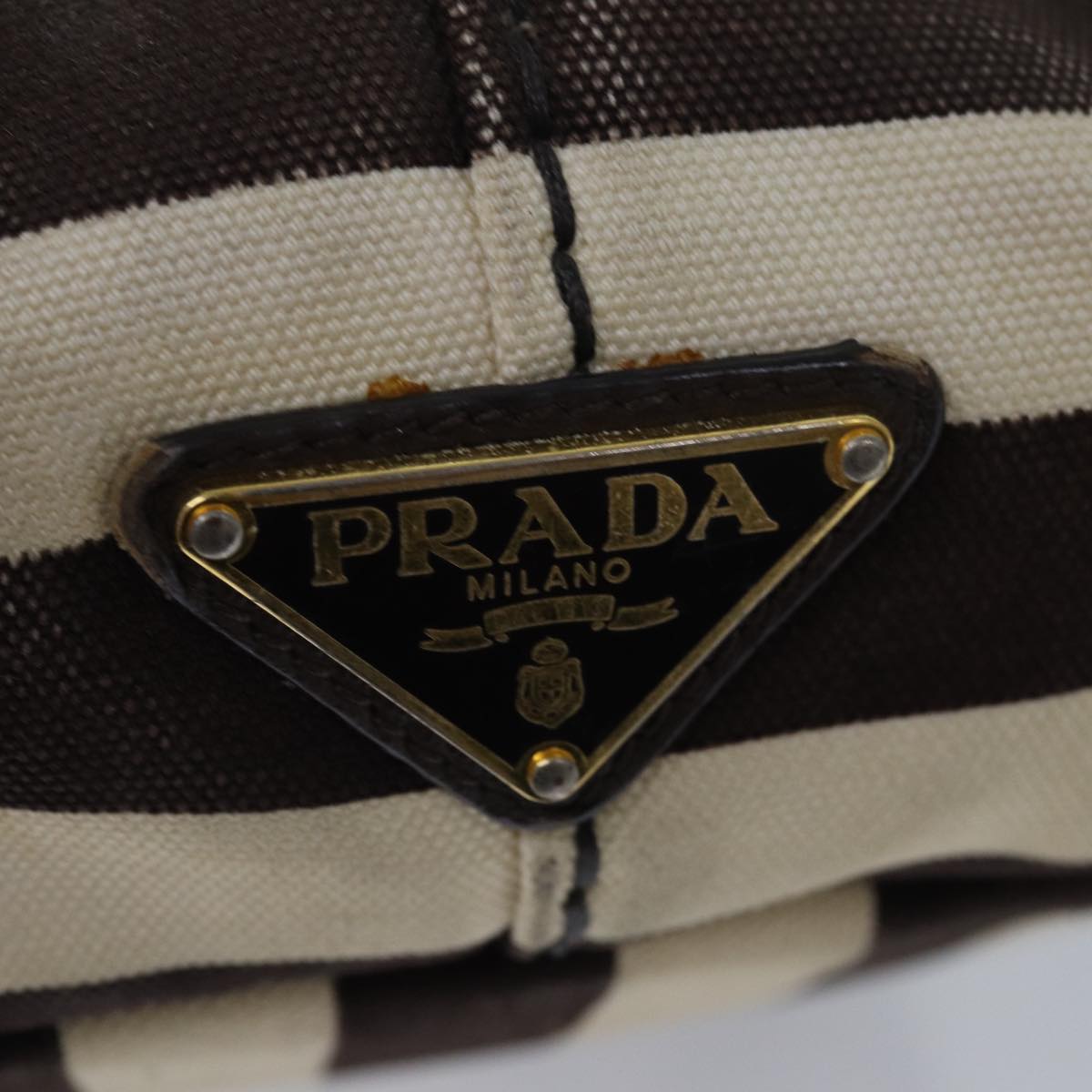 PRADA Canapa MM Hand Bag Canvas Brown Auth 81872