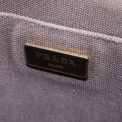 PRADA Canapa MM Hand Bag Canvas Brown Auth 81872