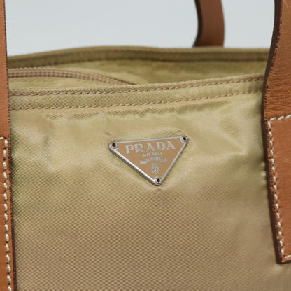 PRADA Hand Bag Nylon Beige Auth 81924