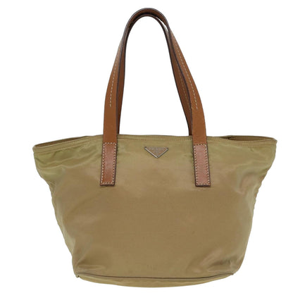 PRADA Hand Bag Nylon Beige Auth 81924