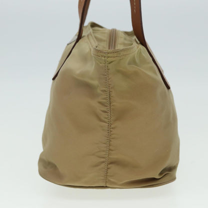 PRADA Hand Bag Nylon Beige Auth 81924