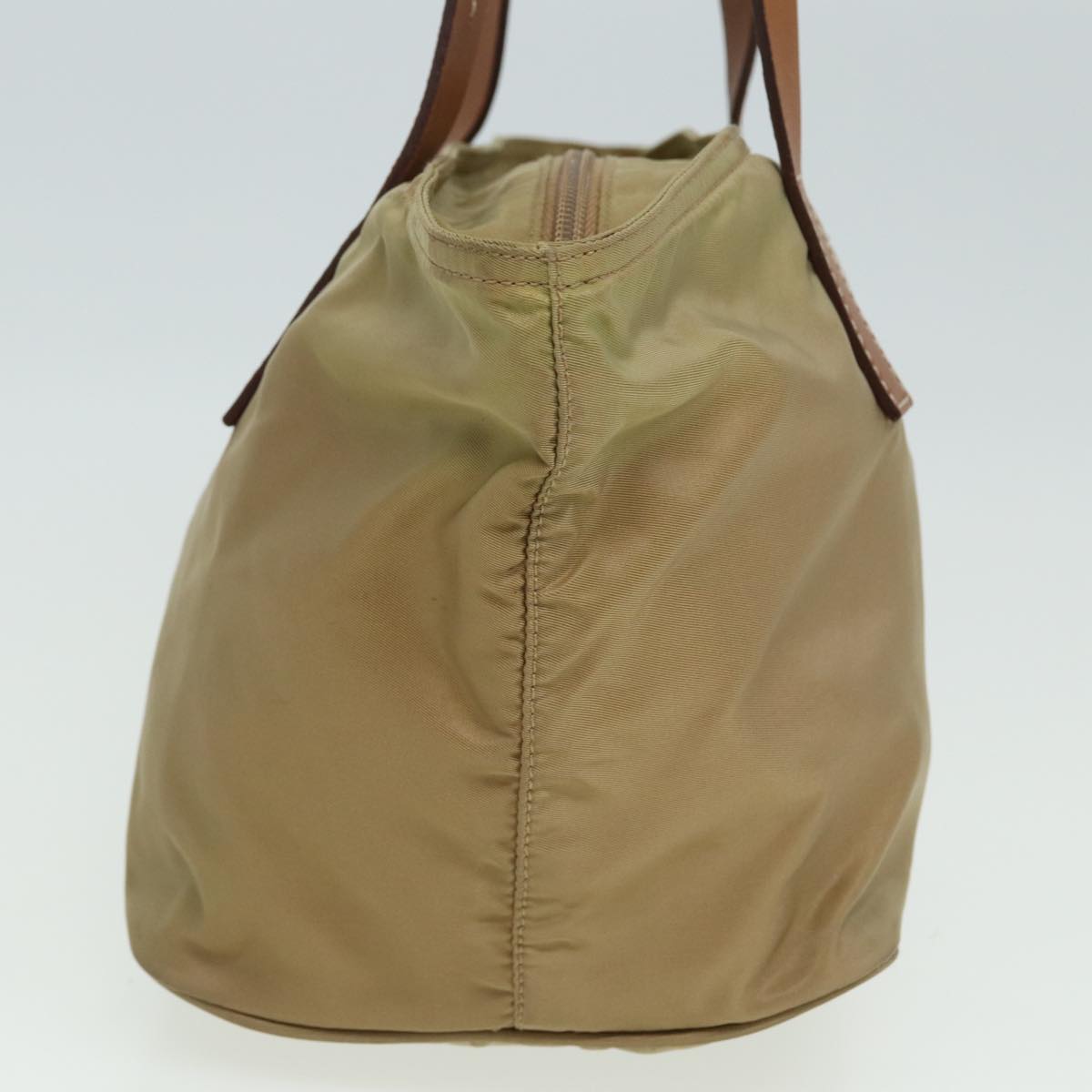 PRADA Hand Bag Nylon Beige Auth 81924