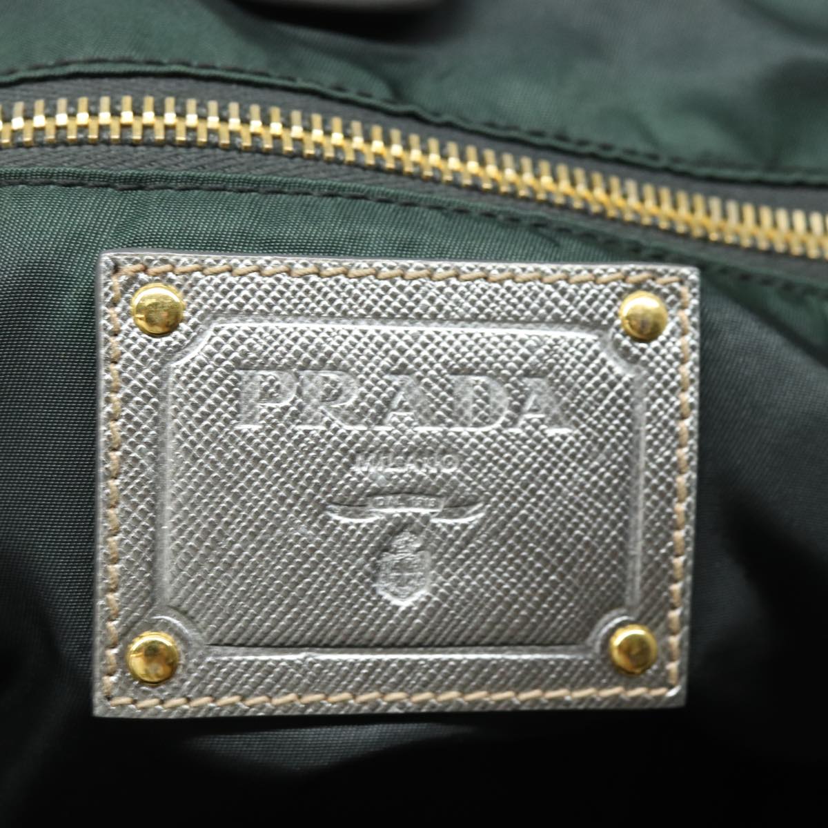 PRADA Tote Bag Nylon Green Auth 81929