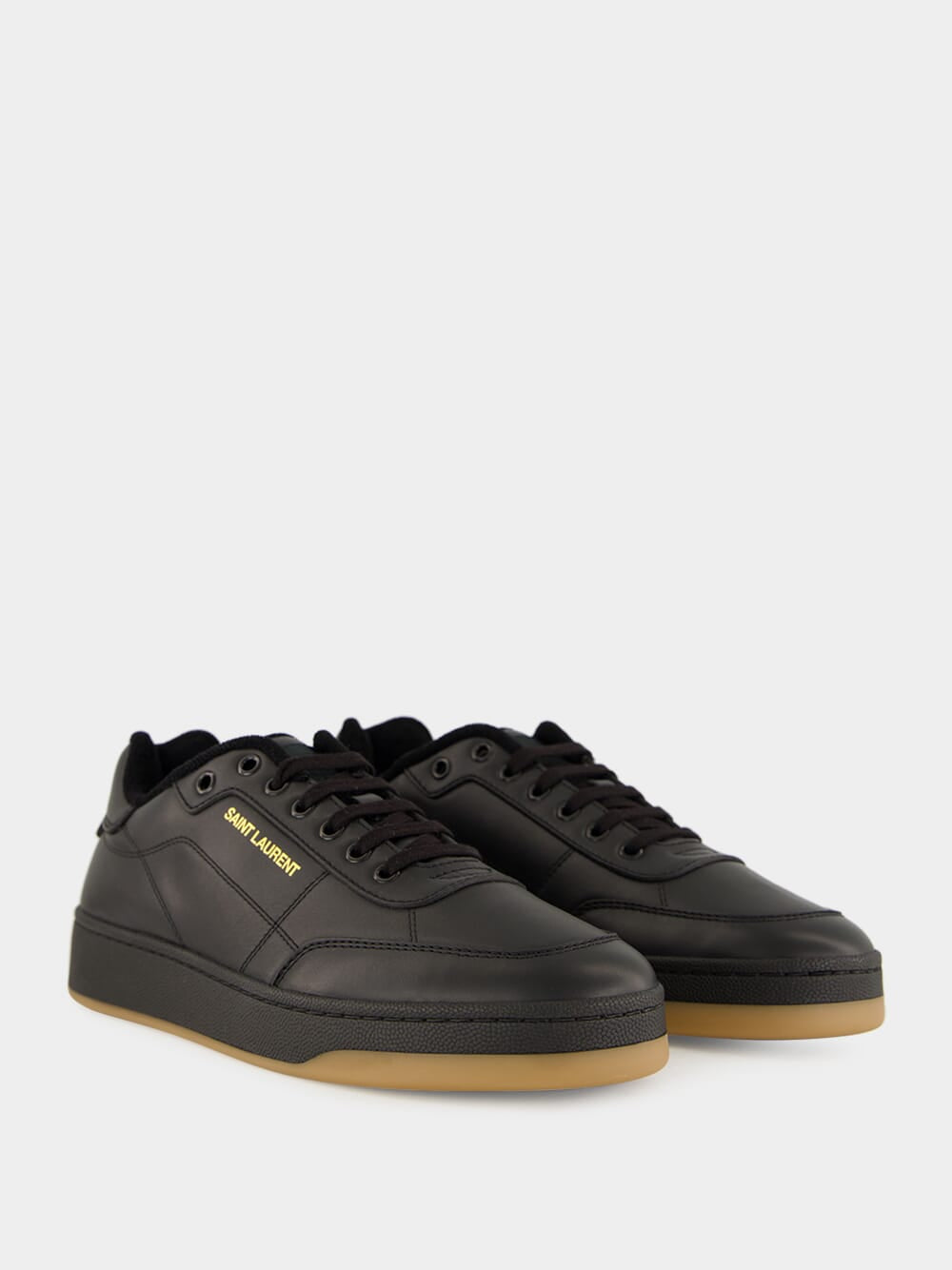 Low-Top Sneakers in Black Smooth Leather