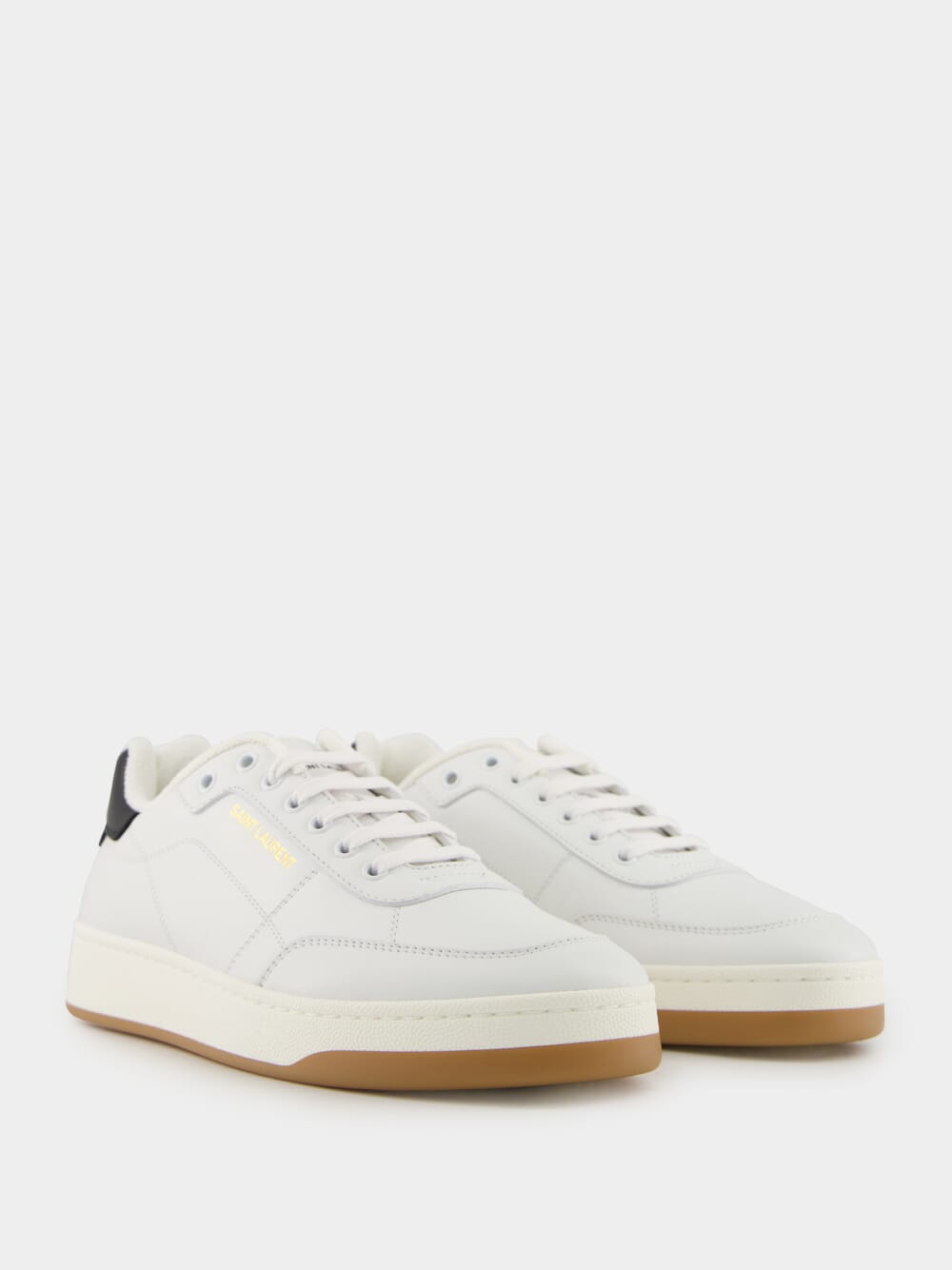 Blanc Optique and Black Sneakers in Smooth Leather