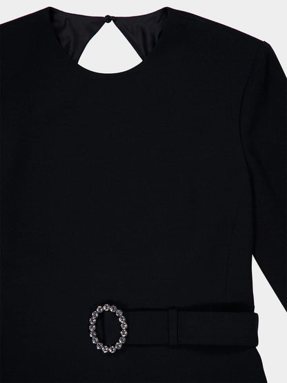 Backless Mini Dress in Black Sable