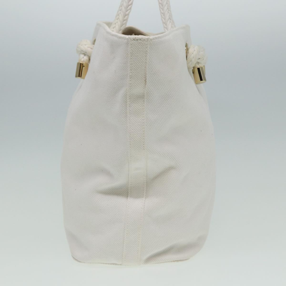 BURBERRY Tote Bag Canvas White Auth 81965