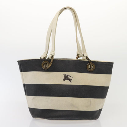 BURBERRY Blue Label Hand Bag Canvas Leather 2Set White Black Auth 81984
