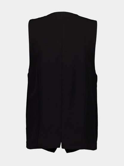 Black Silk Crepe Muslin Buttoned Vest