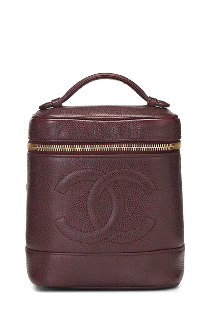 Chanel,  Burgundy Caviar Timeless Vanity, Burgundy