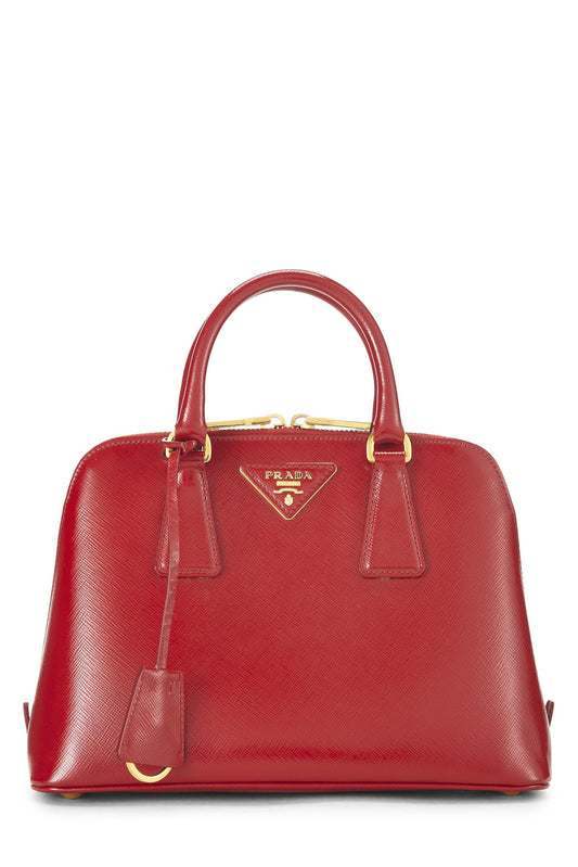 Prada,  Red Saffiano Vernice Promenade Small, Red