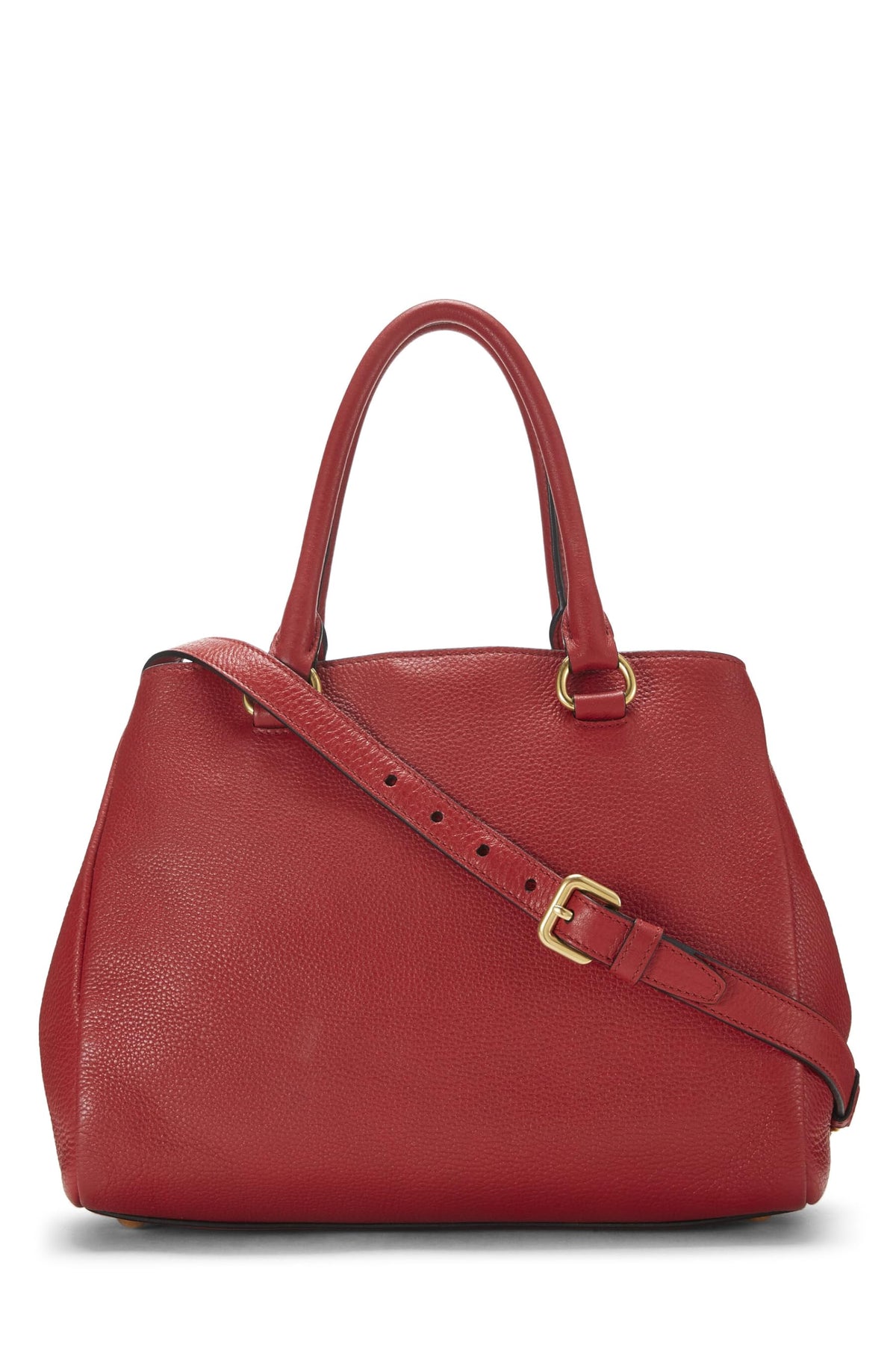 Prada,  Red Vitello Daino Convertible Tote Small, Red