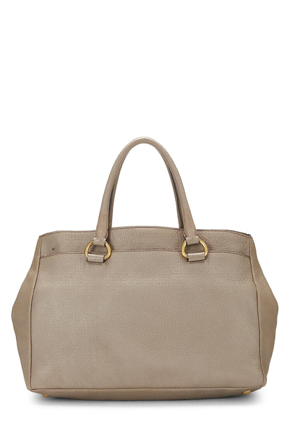 Prada,  Grey Vitello Daino Convertible Shopping Tote, Grey