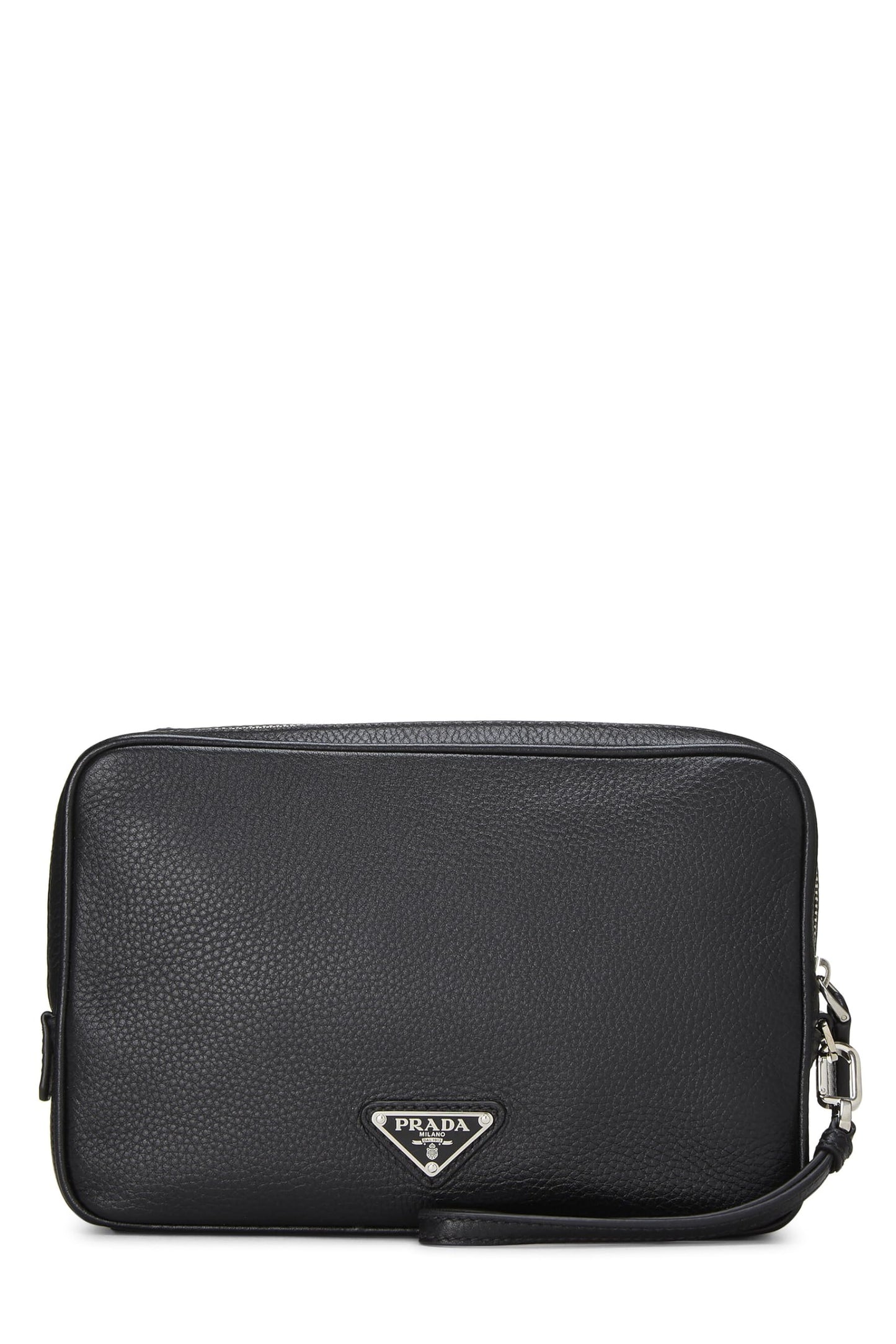Prada,  Black Vitello Daino Leather Clutch, Black