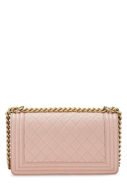 Chanel,  Pink Quilted Caviar Boy Bag Medium, Pink
