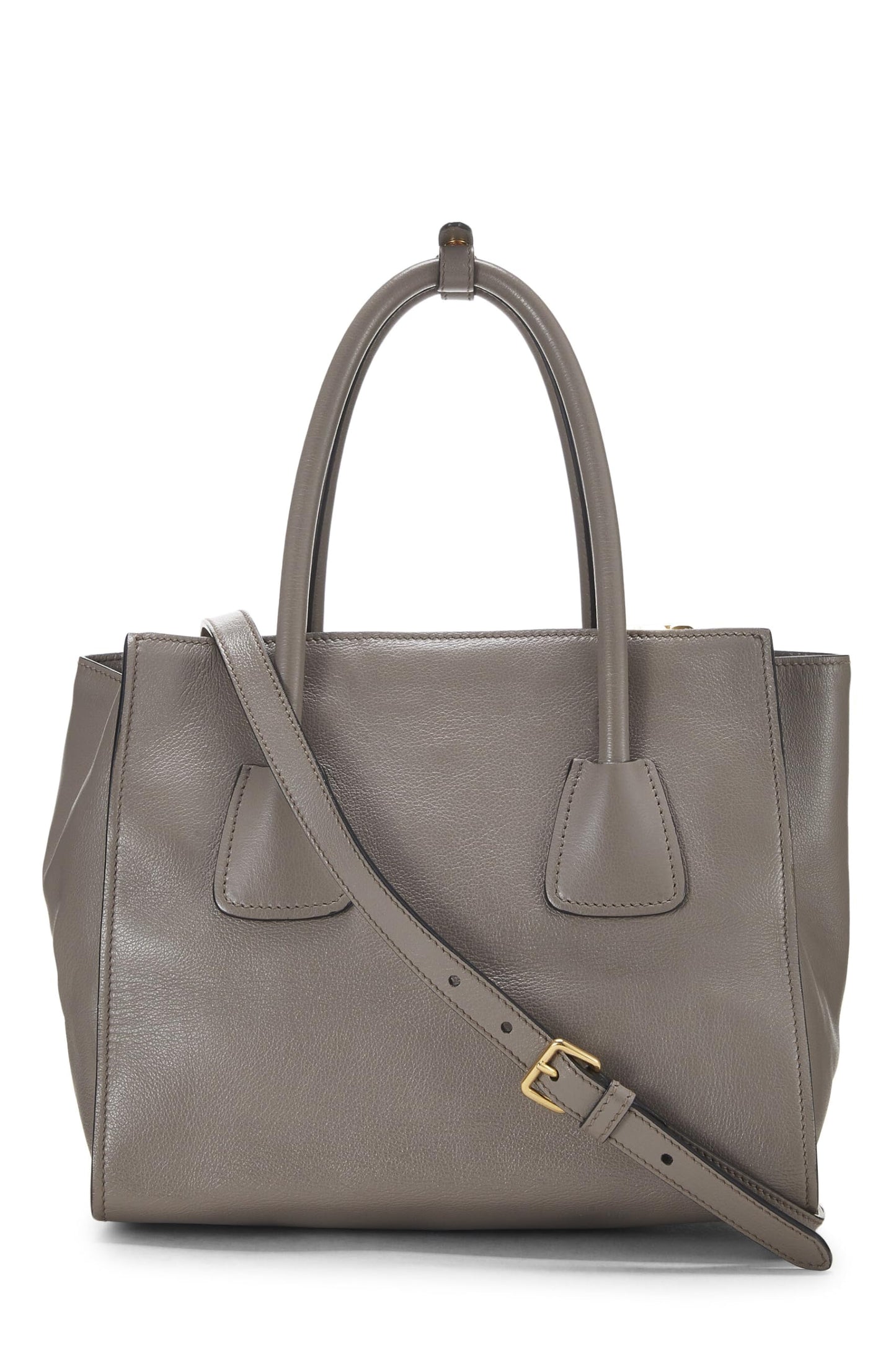 Prada,  Grey Calfskin Trapeze Tote, Grey