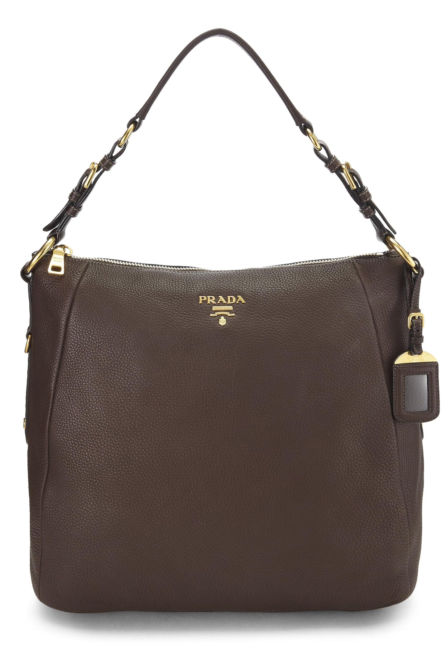 Prada,  Brown Vitello Daino Hobo, Brown