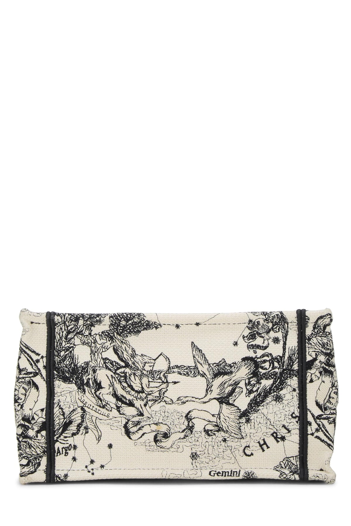 Dior, Black & White Zodiac Embroidered Canvas Book Tote Small, White