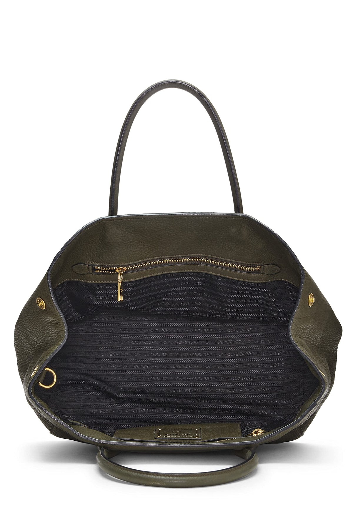 Prada,  Green Vitello Daino Convertible Tote Large, Green