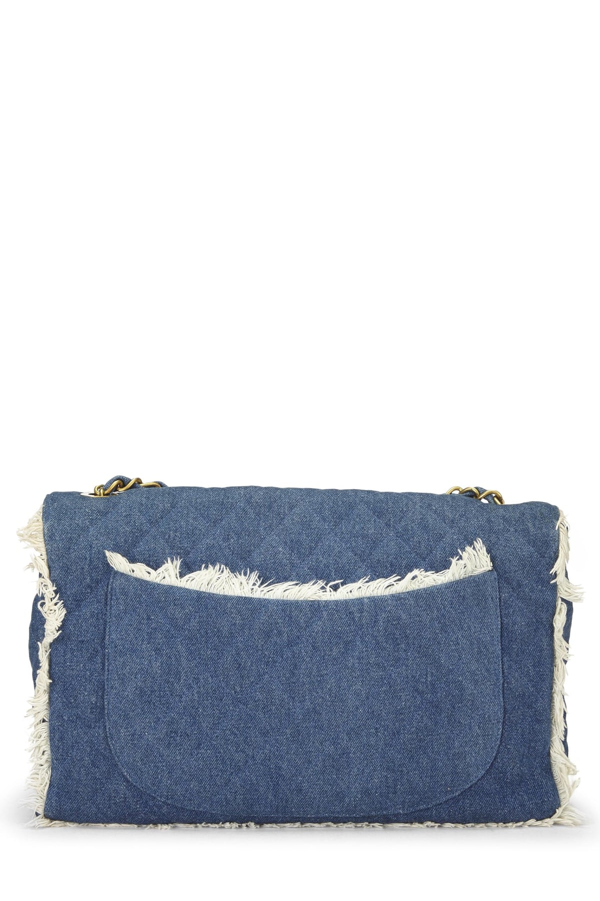 Chanel,  Blue Quilted Denim Half Flap Maxi, Blue