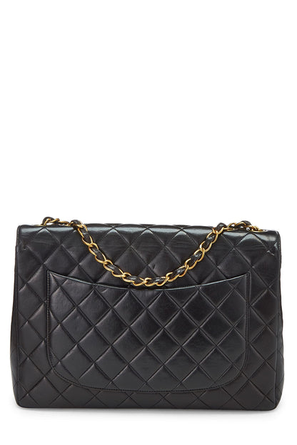 Chanel,  Black Quilted Lambskin Half Flap Jumbo, Black