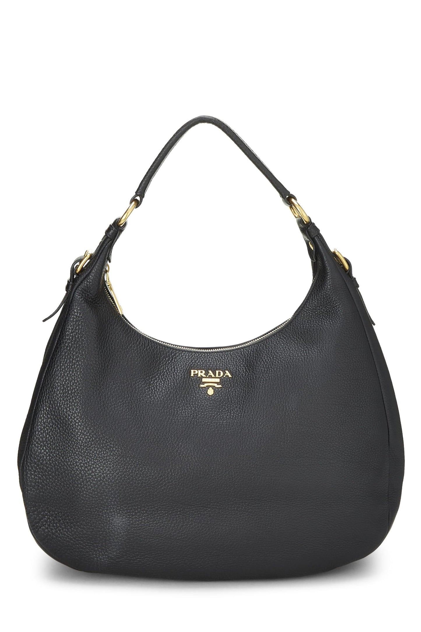 Prada,  Black Vitello Daino Hobo Medium, Black