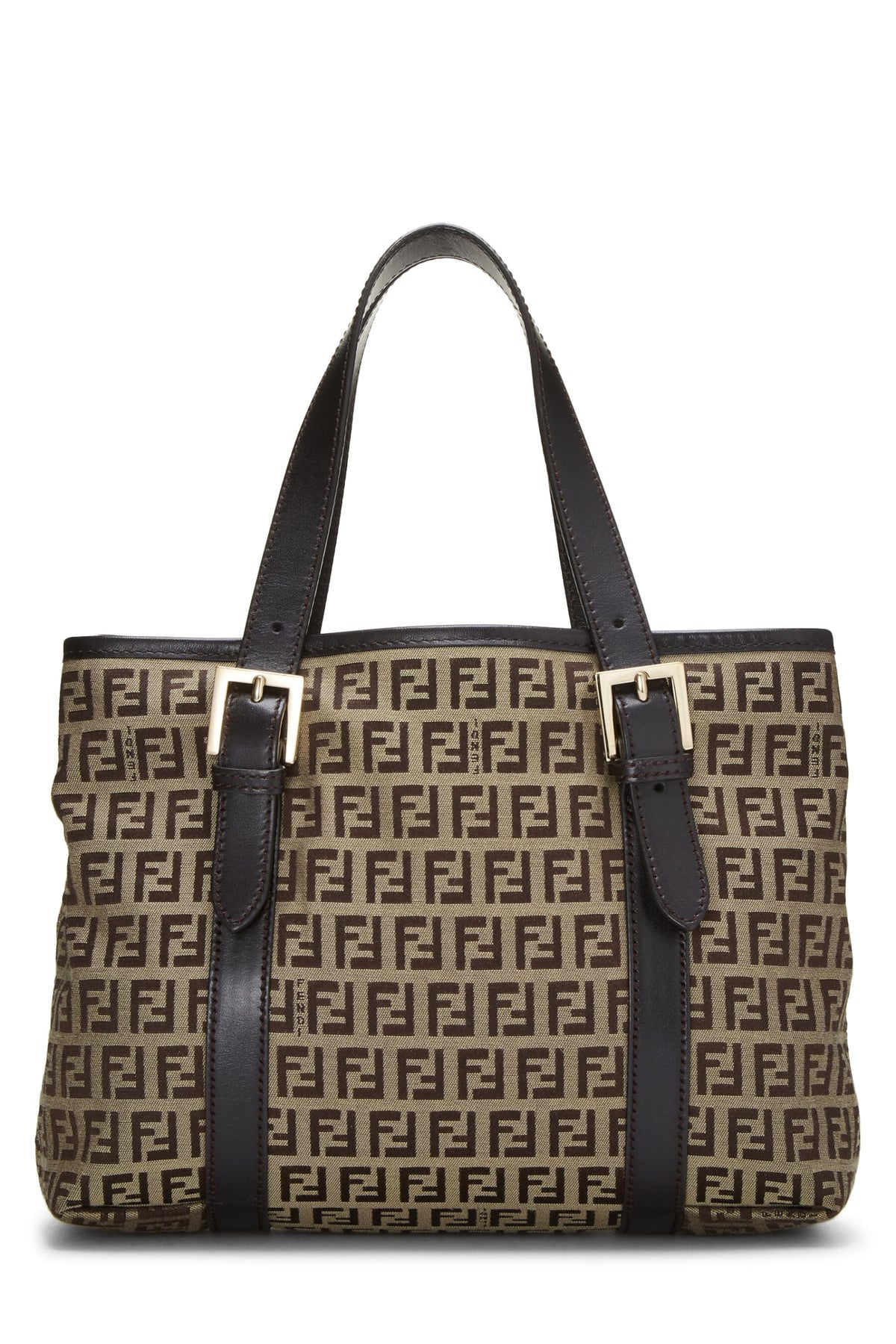 Fendi,  Brown Zucchino Canvas Handbag Small, Brown