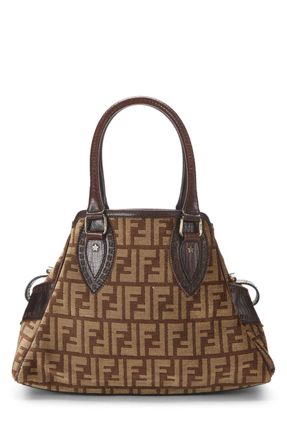 Fendi,  Brown Zucca Velour Bag Du Jour Medium, Brown