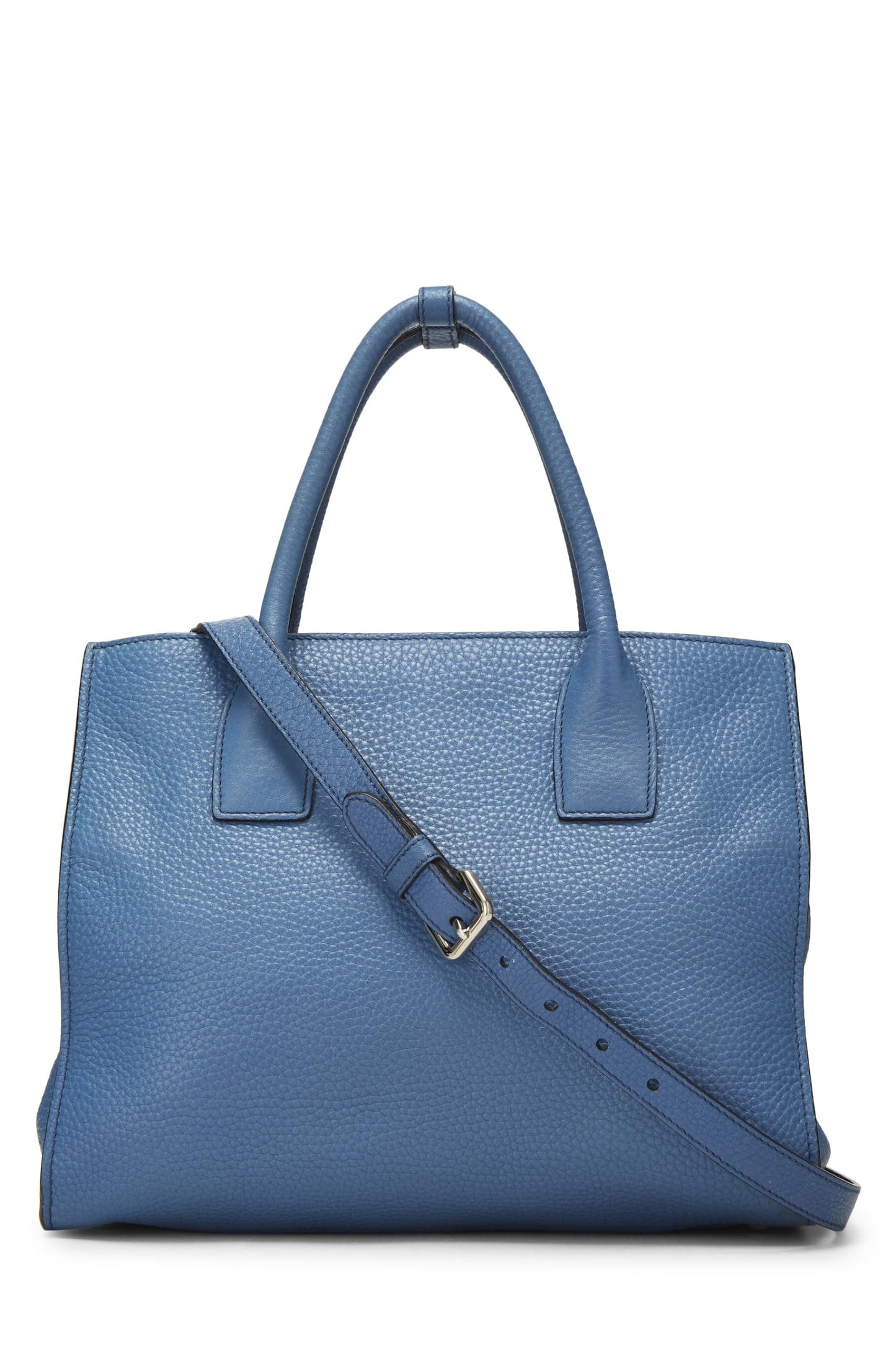 Prada,  Blue Vitello Daino Convertible Tote, Blue