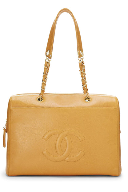 Chanel,  Orange Caviar Zip Tote Small, Orange