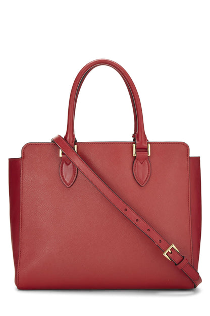 Prada,  Red Saffiano Convertible Handbag Small, Red