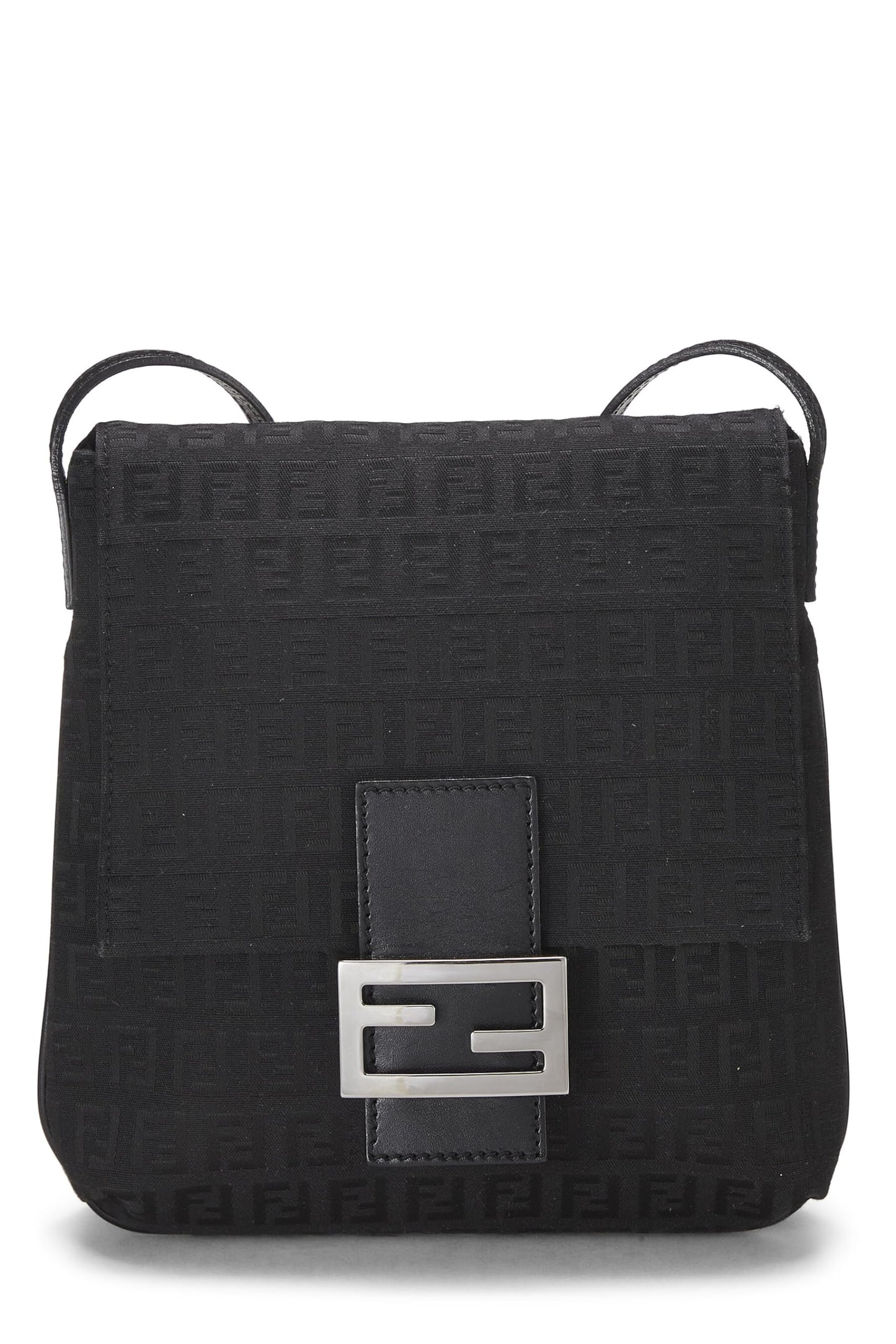 Fendi,  Black Zucchino Canvas Messenger Small, Black