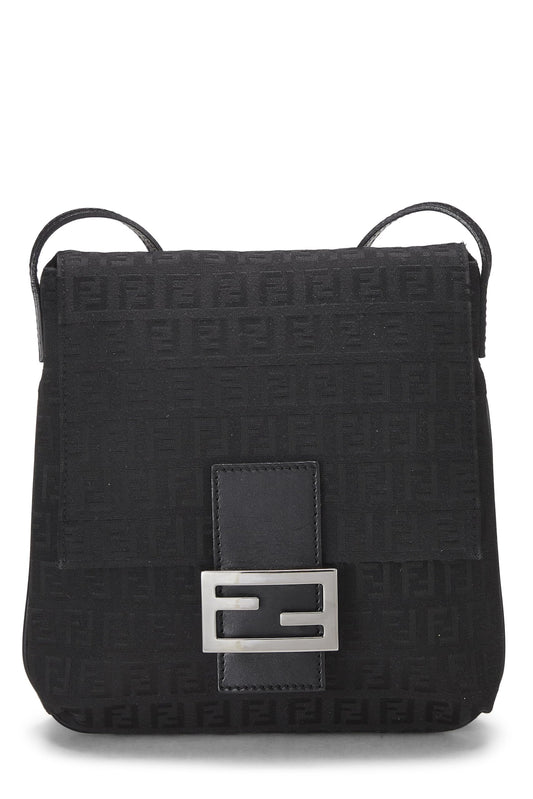 Fendi,  Black Zucchino Canvas Messenger Small, Black