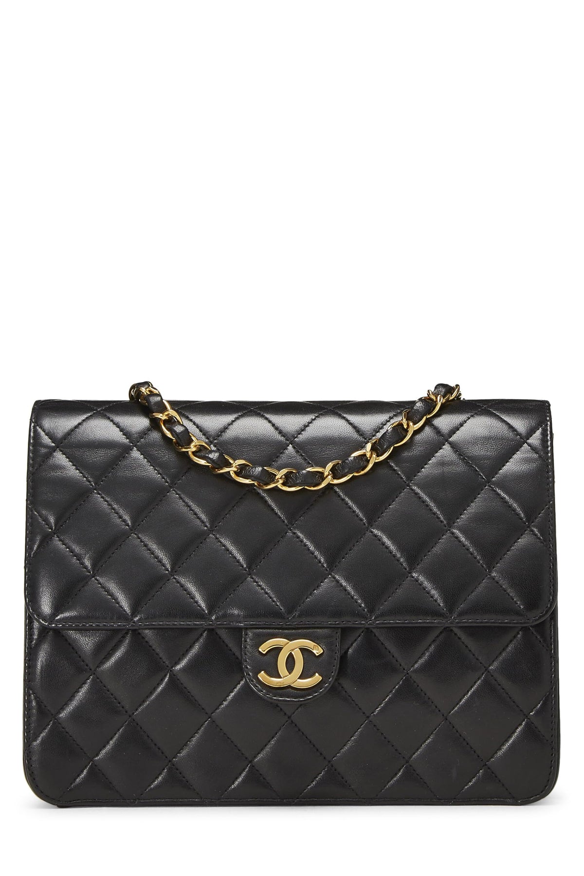 Chanel,  Black Quilted Lambskin Ex Flap Small, Black