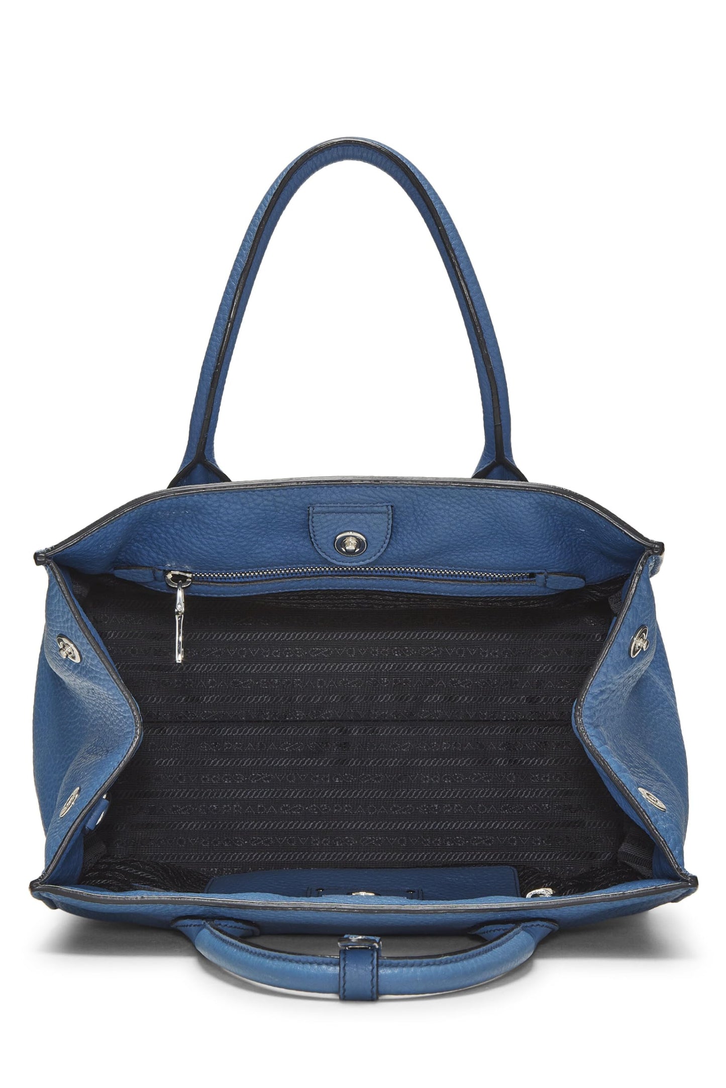 Prada,  Blue Vitello Daino Convertible Tote, Blue