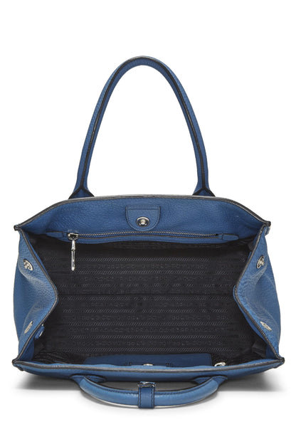Prada,  Blue Vitello Daino Convertible Tote, Blue