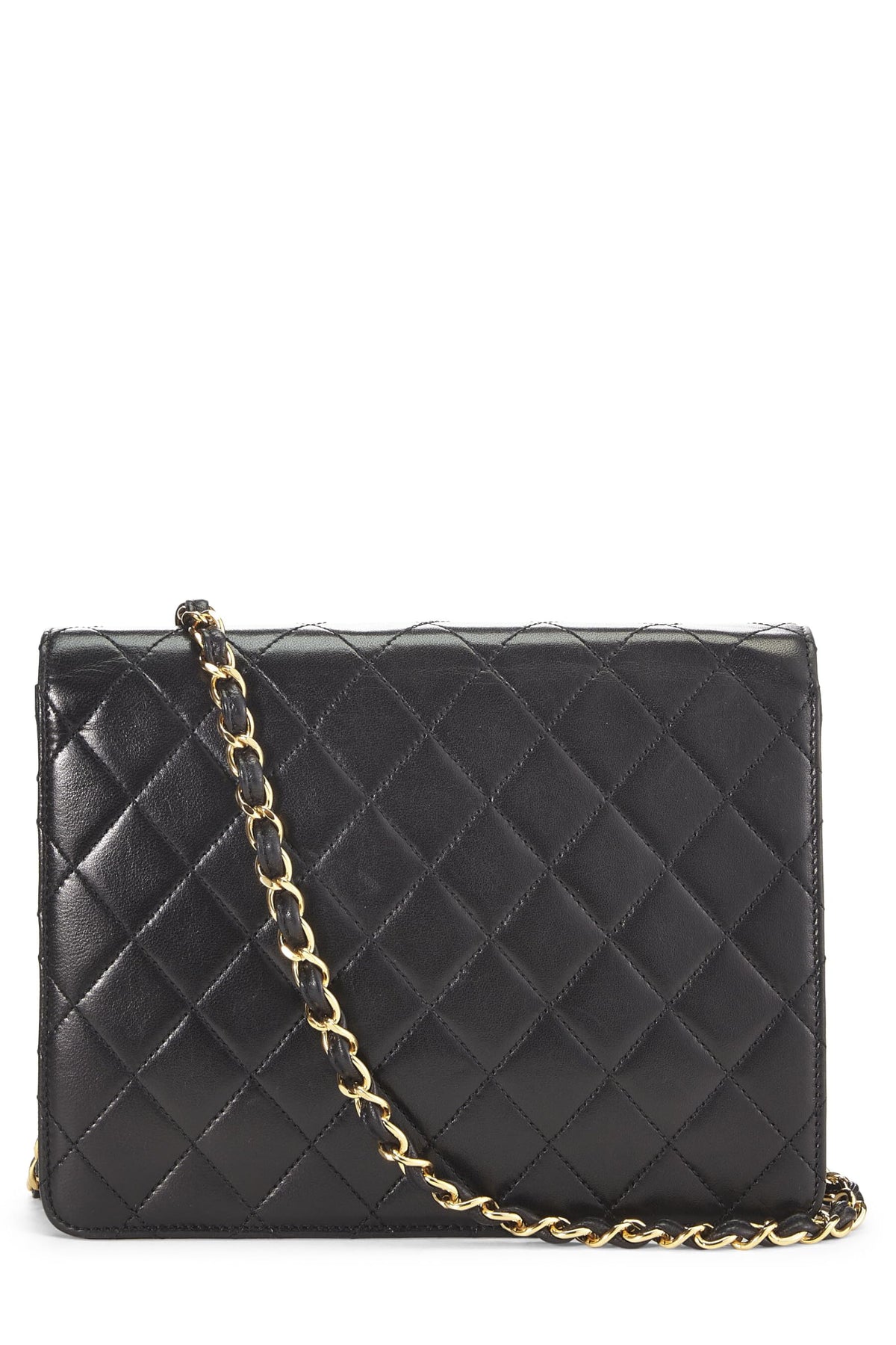 Chanel,  Black Quilted Lambskin Ex Flap Small, Black