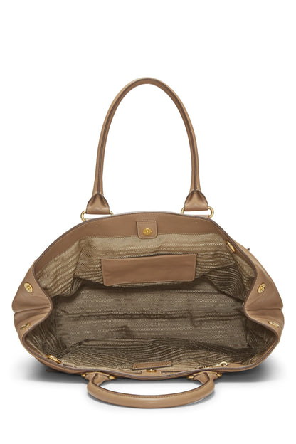 Prada,  Brown Soft Calfskin Tote, Brown