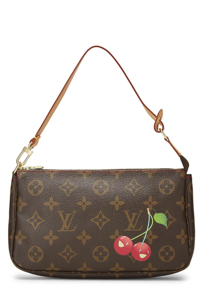 Louis Vuitton,  Takashi Murakami x Louis Vuitton Monogram Cerise Pochette Accessories, Brown