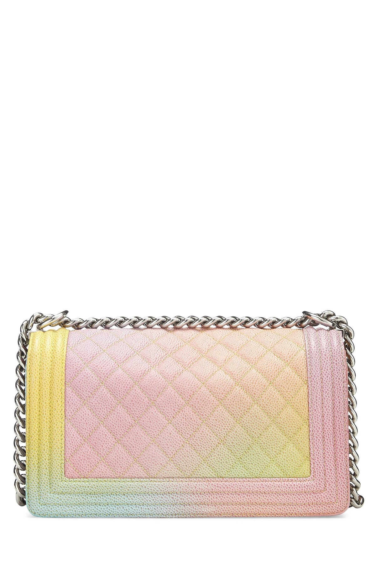 Chanel,  Rainbow Quilted Caviar Boy Bag Medium, Green