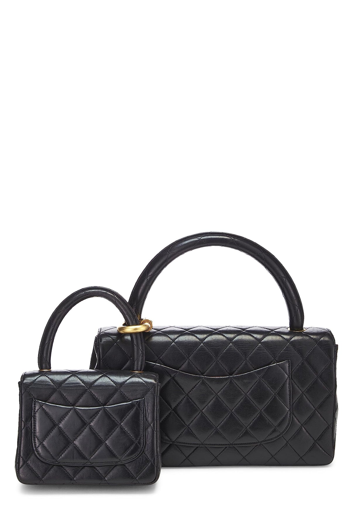 Chanel,  Black Quilted Lambskin Double Bag, Black