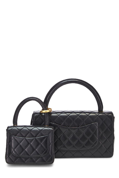 Chanel,  Black Quilted Lambskin Double Bag, Black