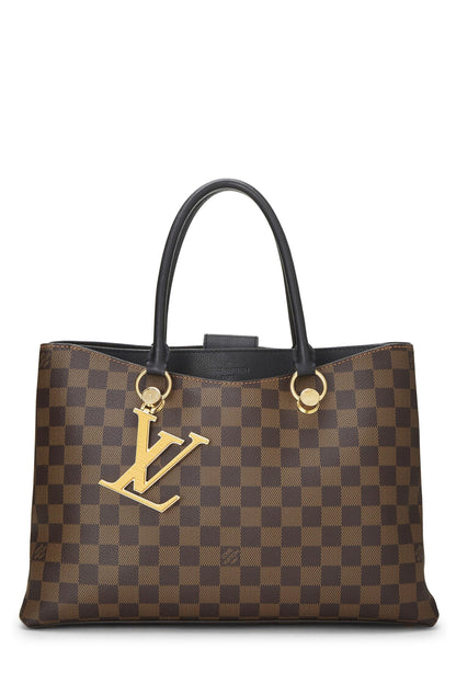 Louis Vuitton,  Black Damier Ebene Riverside Tote, Black