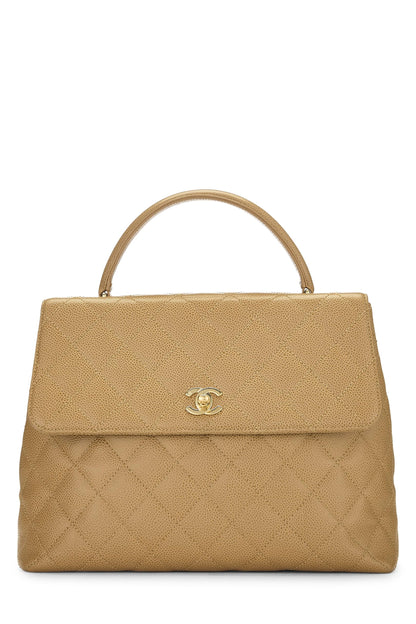 Chanel,  Beige Quilted Caviar Kelly, Beige