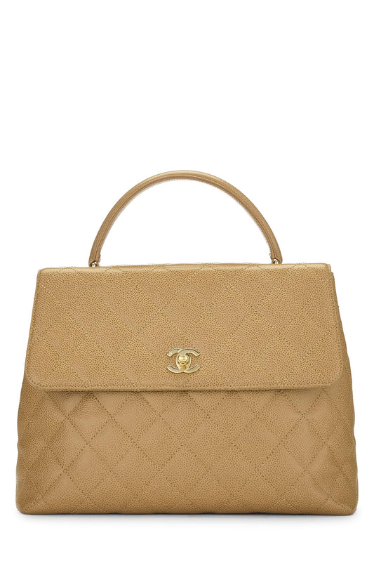 Chanel,  Beige Quilted Caviar Kelly, Beige